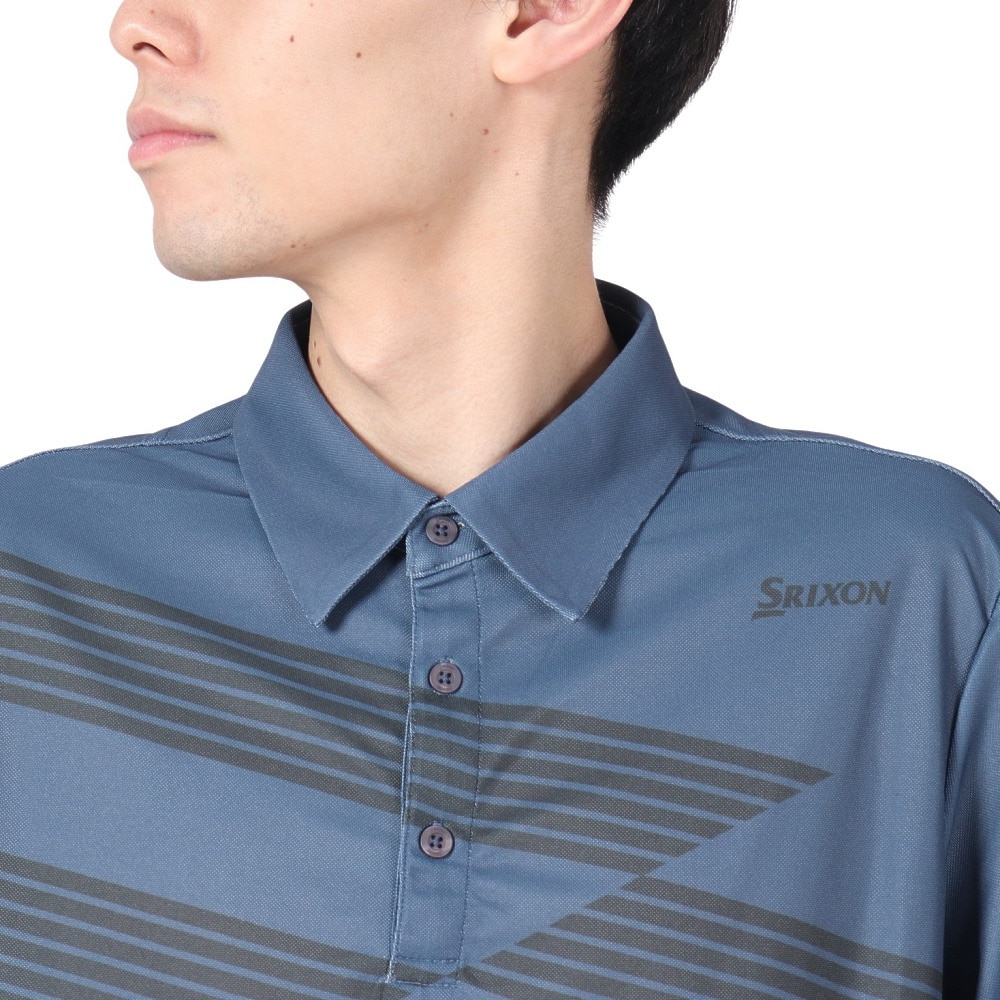 スリクソン（SRIXON）（メンズ）ゴルフウェア 半袖 パネルバイアスボーダープリントシャツ RGMVJA17 GY00