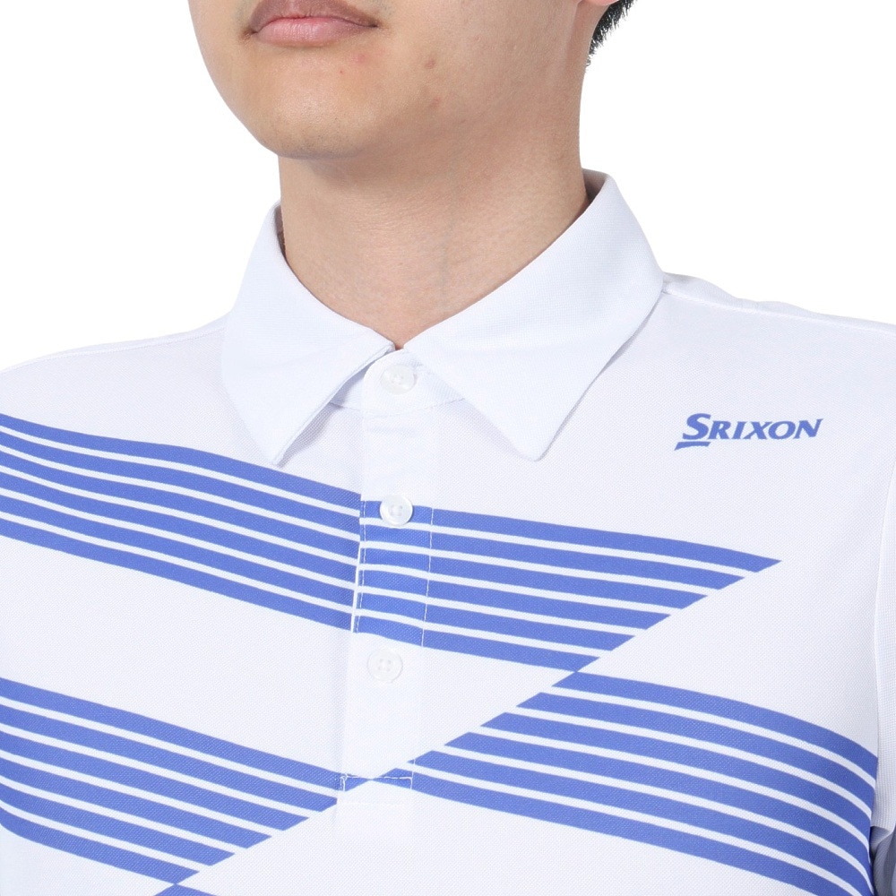 スリクソン（SRIXON）（メンズ）ゴルフウェア 半袖 パネルバイアスボーダープリントシャツ RGMVJA17 WH00