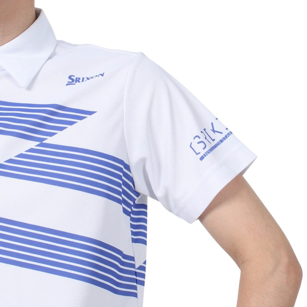 スリクソン（SRIXON）（メンズ）ゴルフウェア 半袖 パネルバイアスボーダープリントシャツ RGMVJA17 WH00