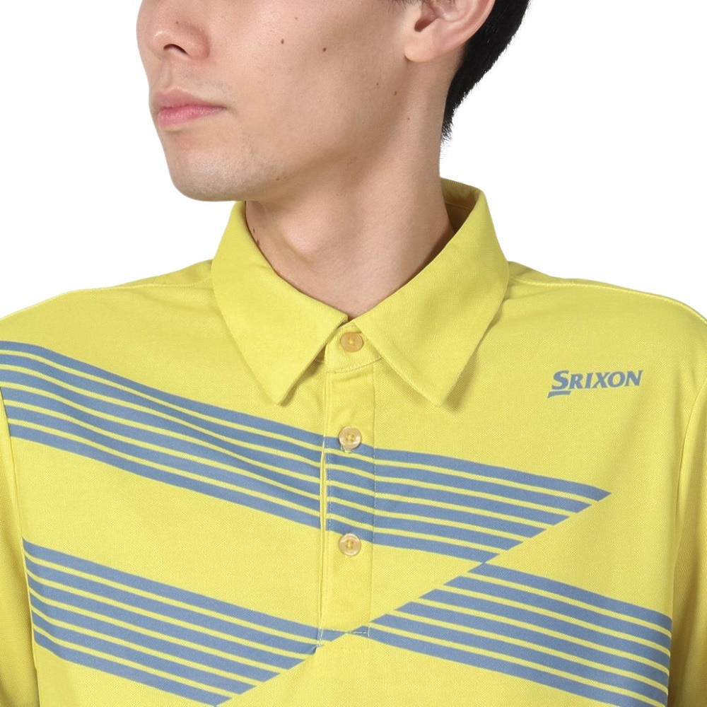 スリクソン（SRIXON）（メンズ）ゴルフウェア 半袖 パネルバイアスボーダープリントシャツ RGMVJA17 YL00