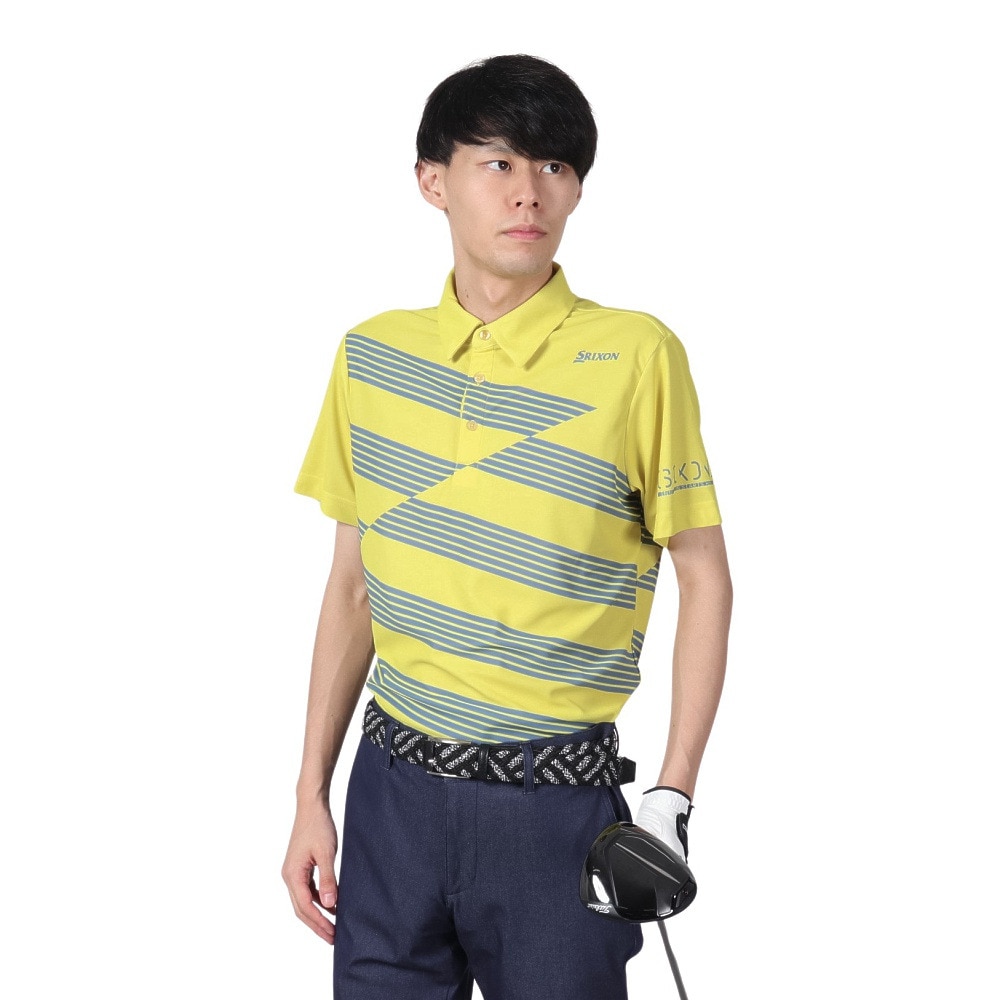 スリクソン（SRIXON）（メンズ）ゴルフウェア 半袖 パネルバイアスボーダープリントシャツ RGMVJA17 YL00