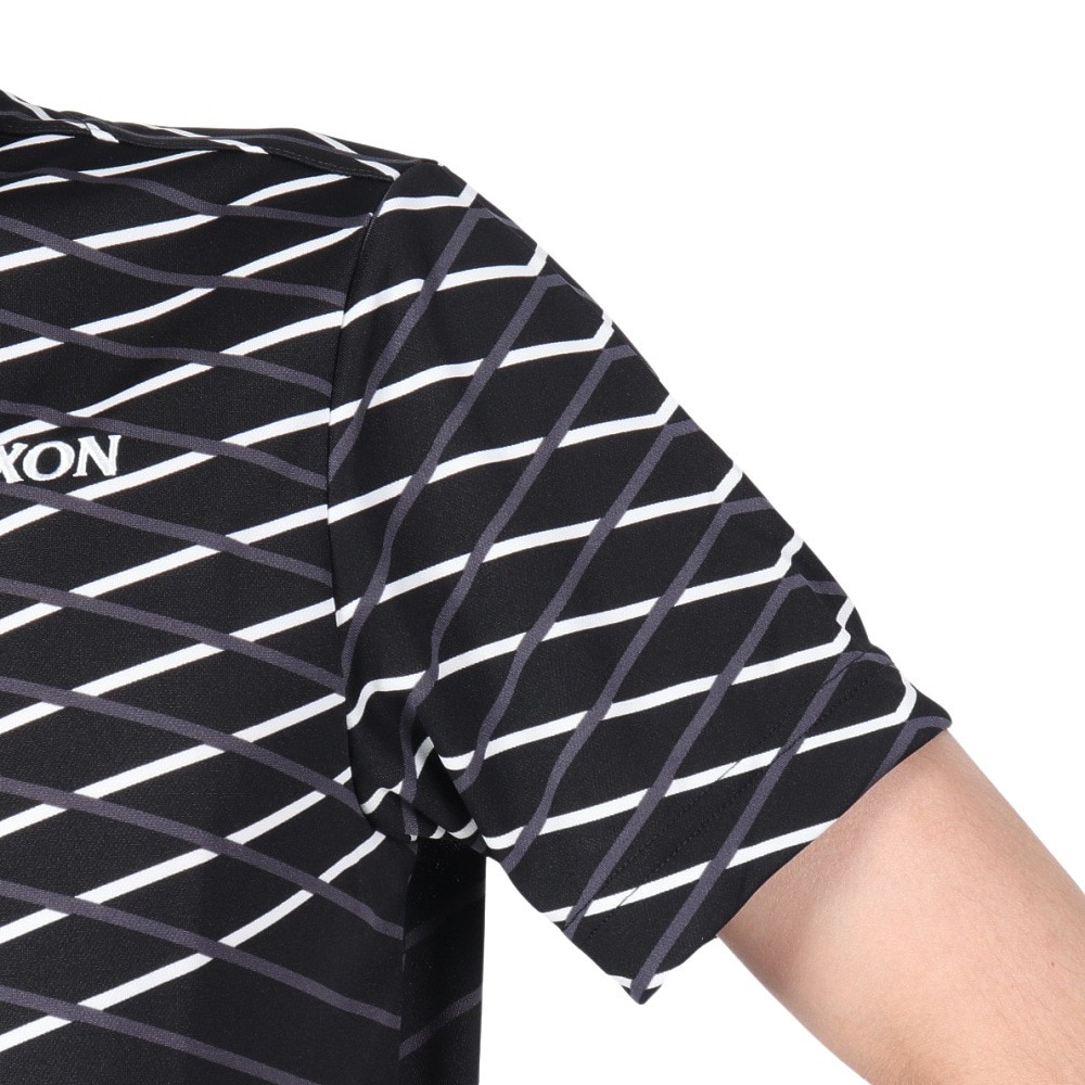 スリクソン（SRIXON）（メンズ）ゴルフウェア 吸汗速乾 クロスラインパネルプリント半袖シャツ RGMVJA23 BK00