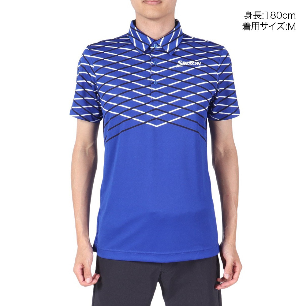 スリクソン（SRIXON）（メンズ）ゴルフウェア 吸汗速乾 クロスラインパネルプリント半袖シャツ RGMVJA23 BL00