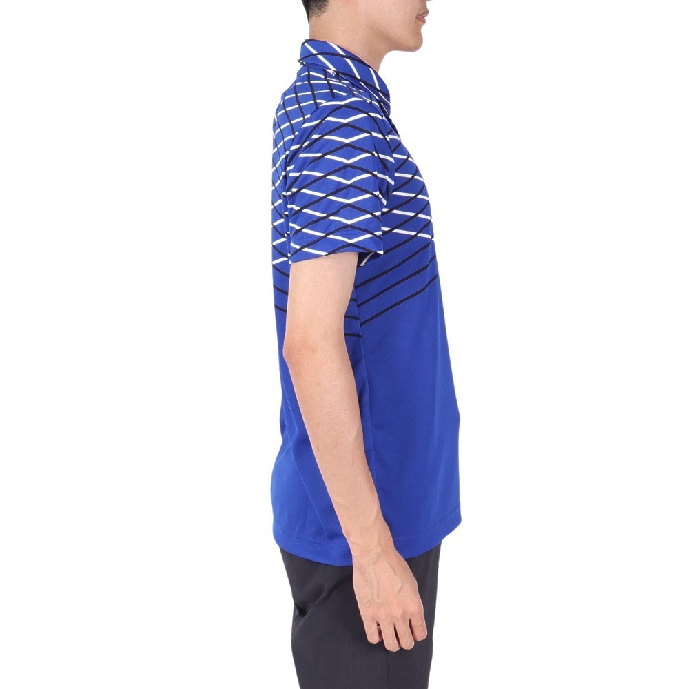 スリクソン（SRIXON）（メンズ）ゴルフウェア 吸汗速乾 クロスラインパネルプリント半袖シャツ RGMVJA23 BL00