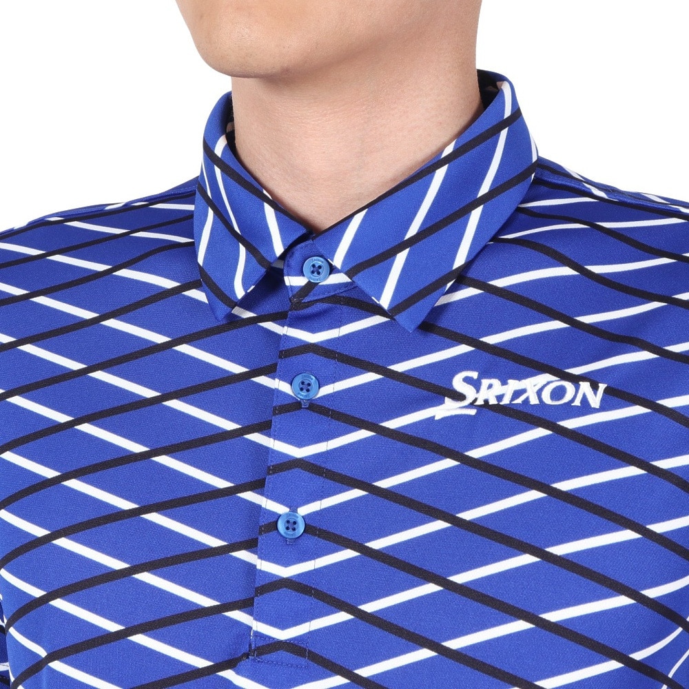 スリクソン（SRIXON）（メンズ）ゴルフウェア 吸汗速乾 クロスラインパネルプリント半袖シャツ RGMVJA23 BL00