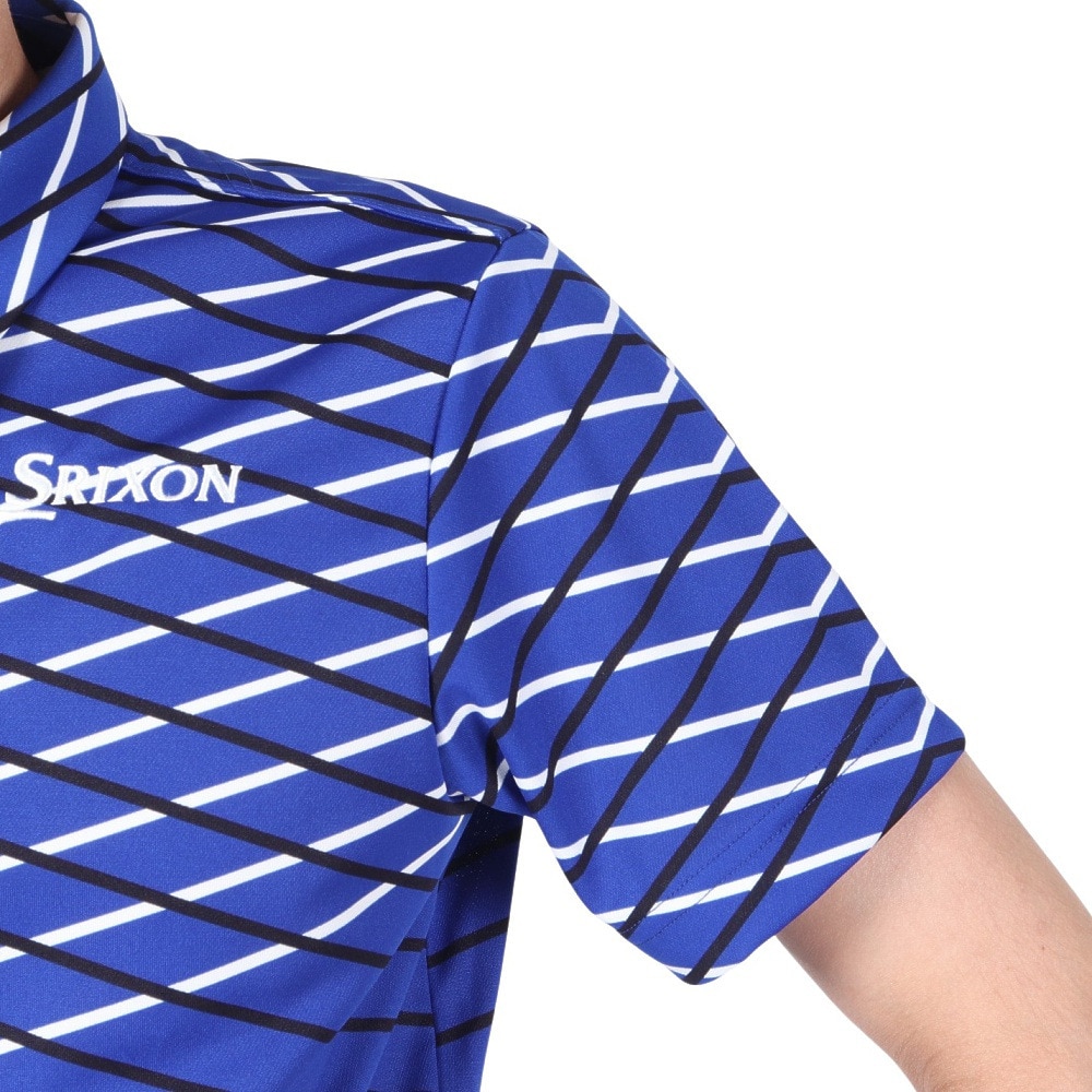 スリクソン（SRIXON）（メンズ）ゴルフウェア 吸汗速乾 クロスラインパネルプリント半袖シャツ RGMVJA23 BL00