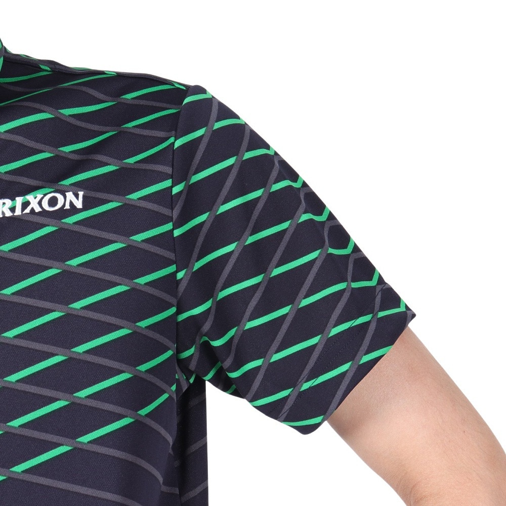 スリクソン（SRIXON）（メンズ）ゴルフウェア 吸汗速乾 クロスラインパネルプリント半袖シャツ RGMVJA23 NV00