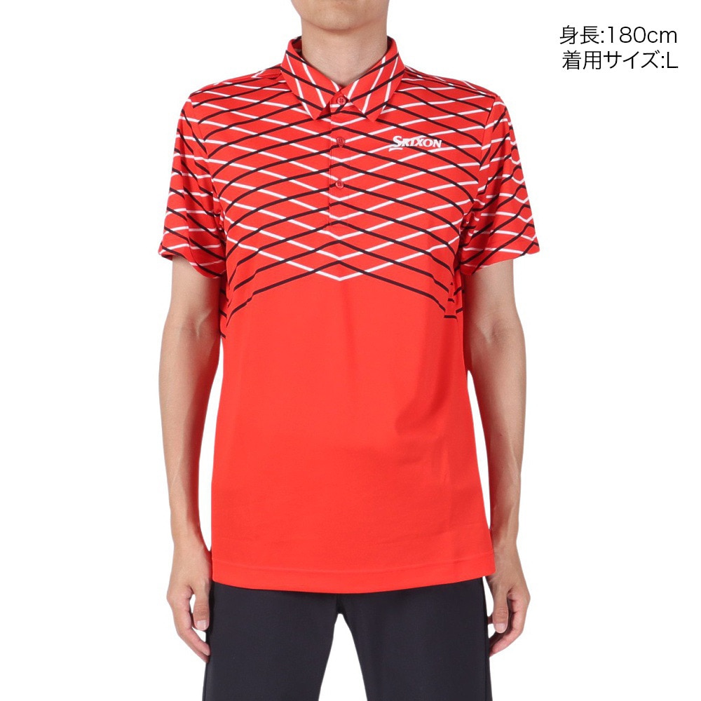 スリクソン（SRIXON）（メンズ）ゴルフウェア 吸汗速乾 クロスラインパネルプリント半袖シャツ RGMVJA23 RD00