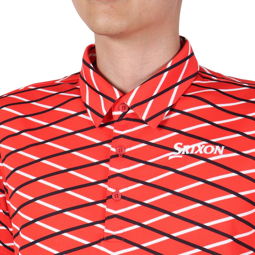 スリクソン（SRIXON）（メンズ）ゴルフウェア 吸汗速乾 クロスラインパネルプリント半袖シャツ RGMVJA23 RD00