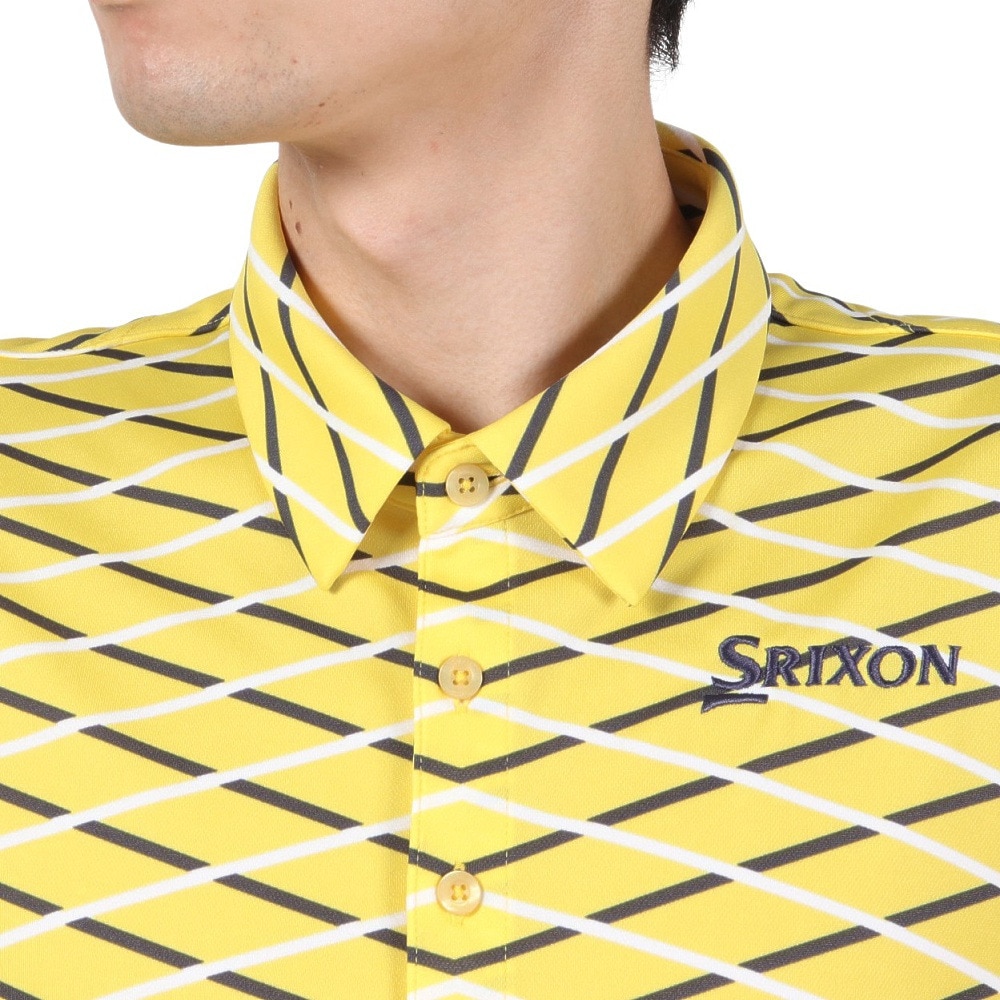 スリクソン（SRIXON）（メンズ）ゴルフウェア 半袖 吸汗速乾 クロスラインパネルプリントシャツ RGMVJA23 YL00