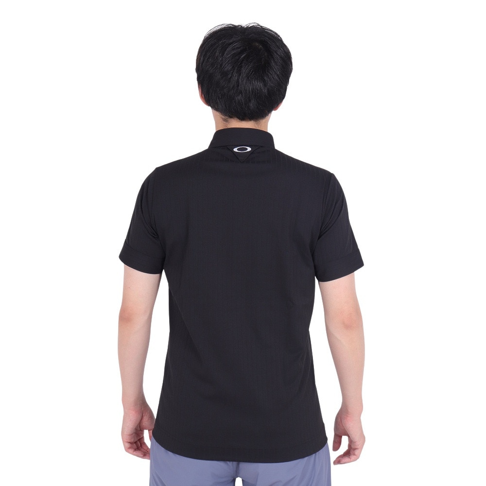 オークリー（OAKLEY）（メンズ）ゴルフウェア 吸汗速乾 スカル ストライプ 半袖シャツ FOA406914-02E