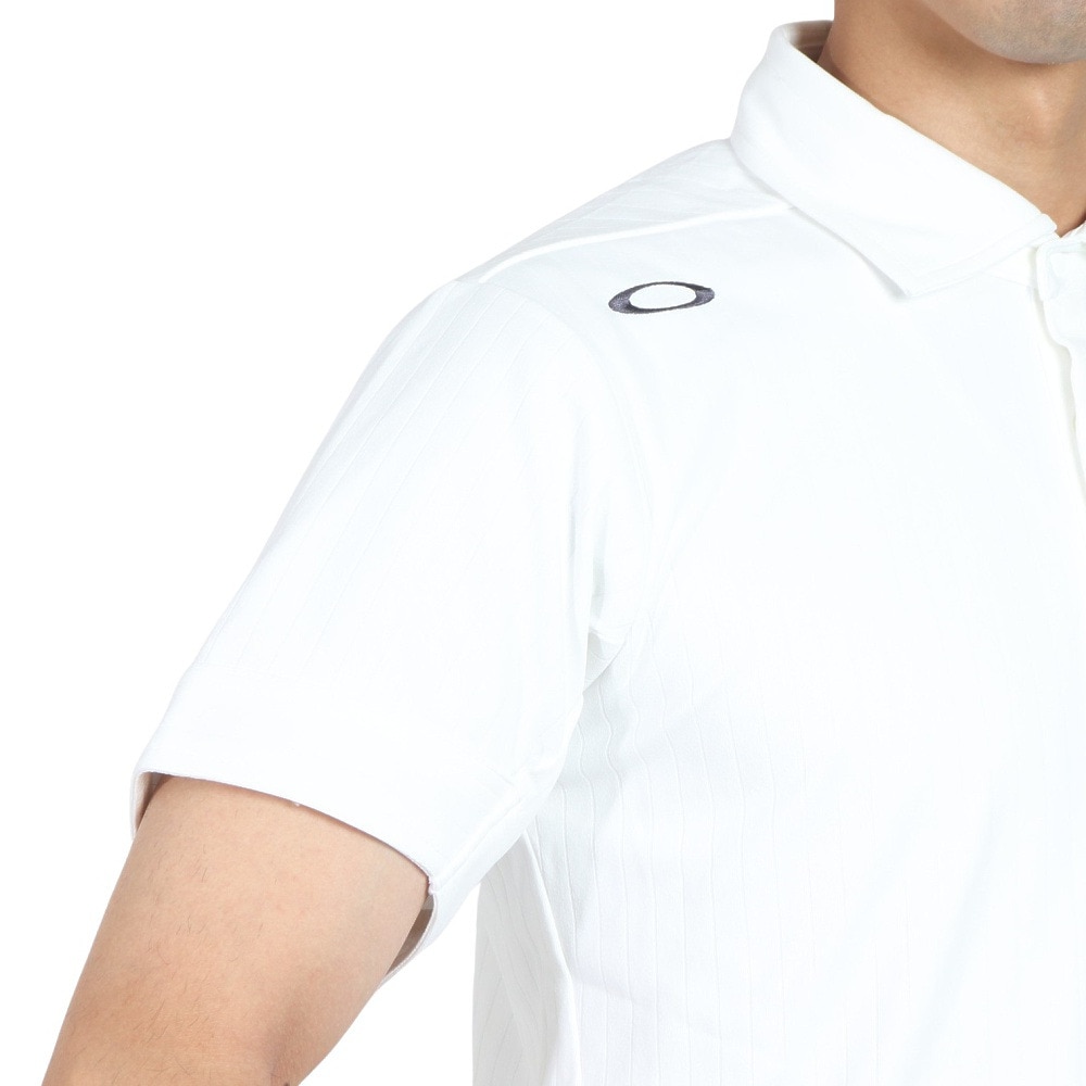 オークリー（OAKLEY）（メンズ）ゴルフウェア 吸汗速乾 スカル ストライプ 半袖シャツ FOA406914-100