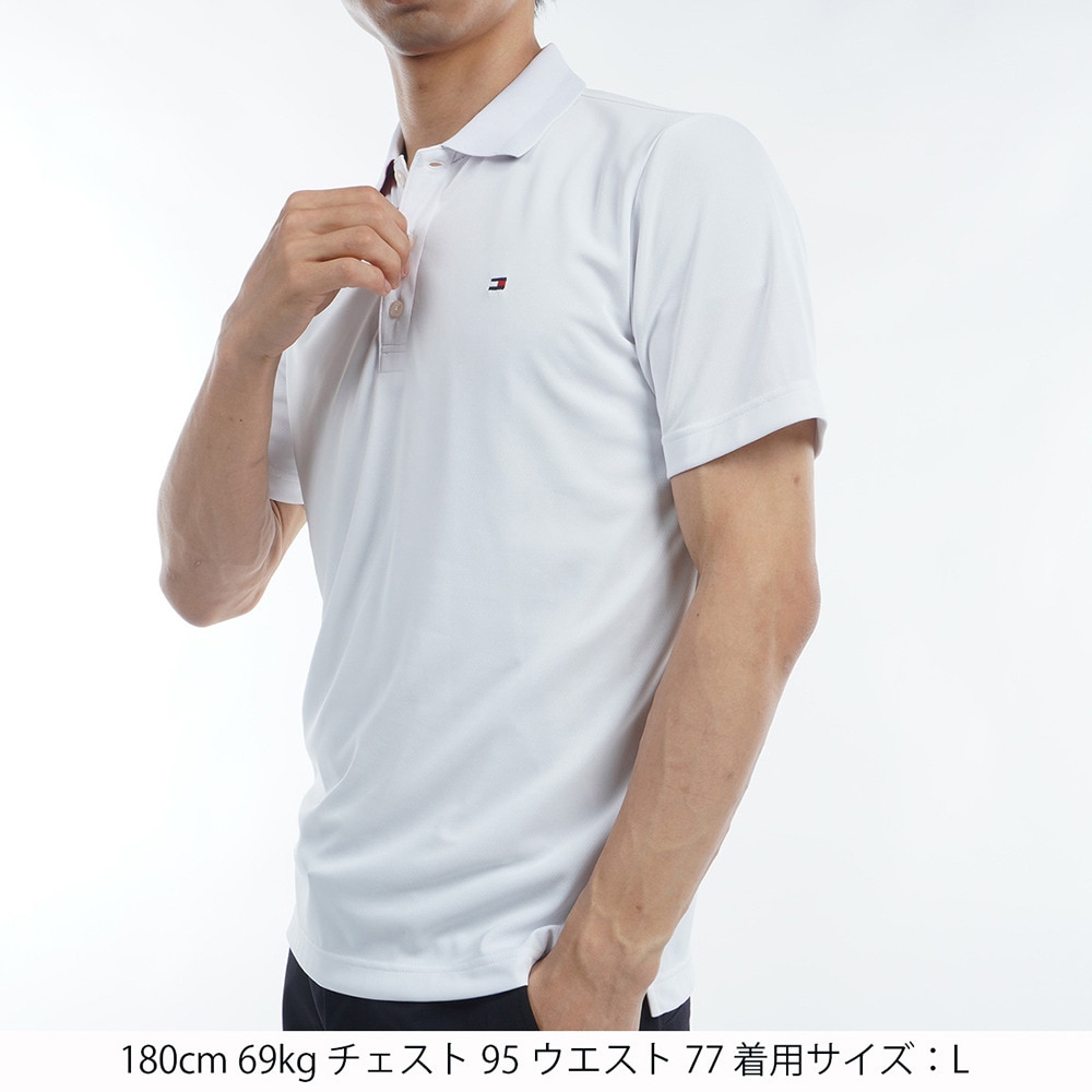 トミー ヒルフィガー ゴルフ（TOMMY HILFIGER GOLF）（メンズ）ゴルフウェア 吸水速乾 ベーシックフラッグ 半袖 ポロシャツ THMA493-WHT