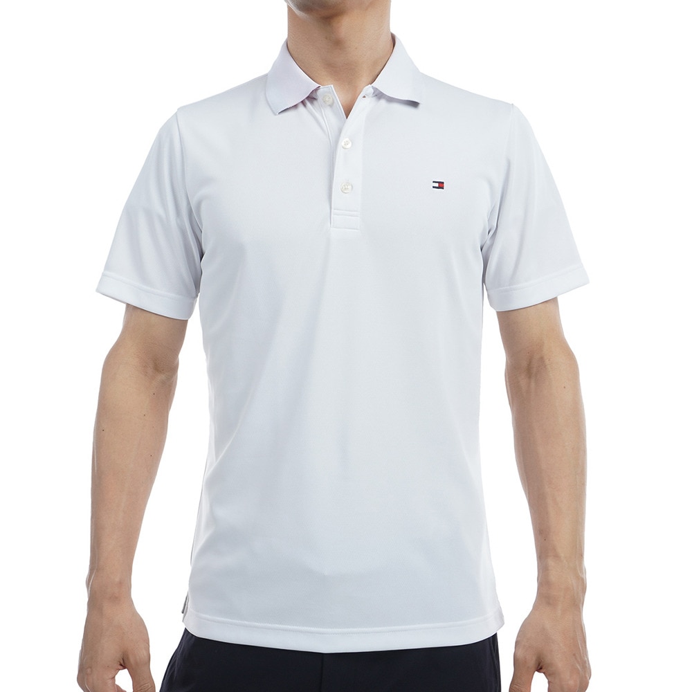 トミー ヒルフィガー ゴルフ（TOMMY HILFIGER GOLF）（メンズ）ゴルフウェア 吸水速乾 ベーシックフラッグ 半袖 ポロシャツ THMA493-WHT