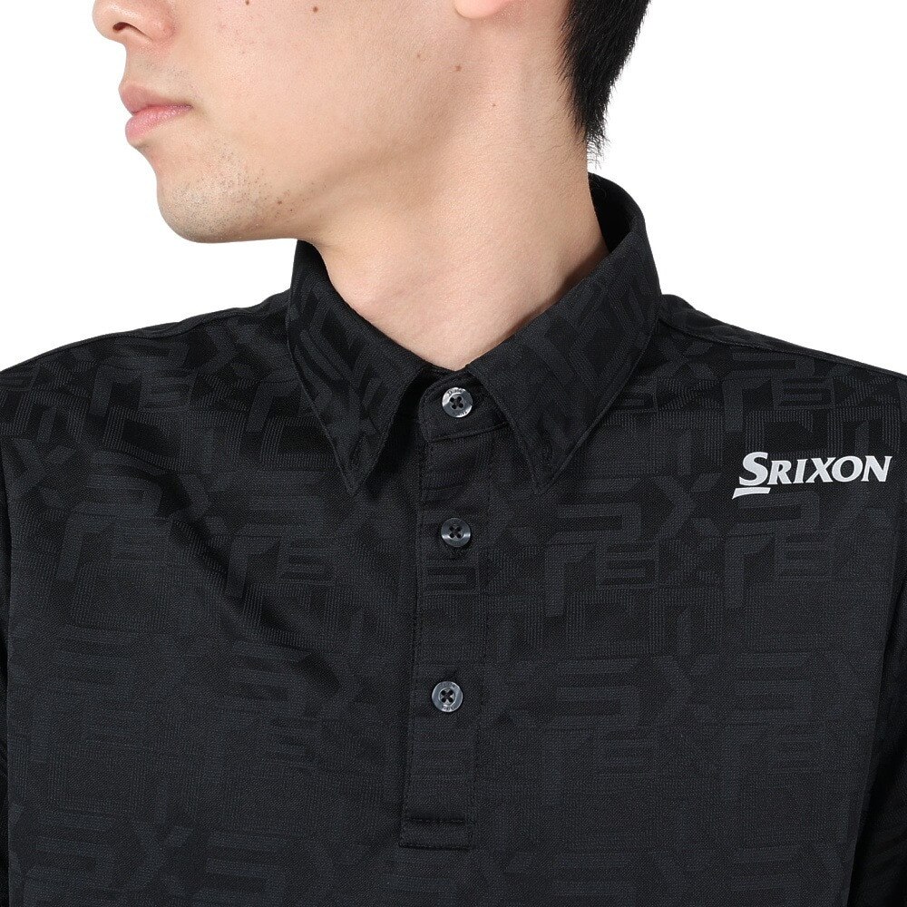 スリクソン（SRIXON）（メンズ）ゴルフウェア 半袖 吸汗速乾 ロゴパターンジャガードシャツ RGMXJA04 BK00