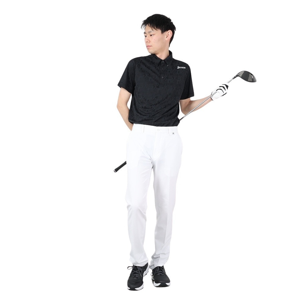 スリクソン（SRIXON）（メンズ）ゴルフウェア 半袖 吸汗速乾 ロゴパターンジャガードシャツ RGMXJA04 BK00