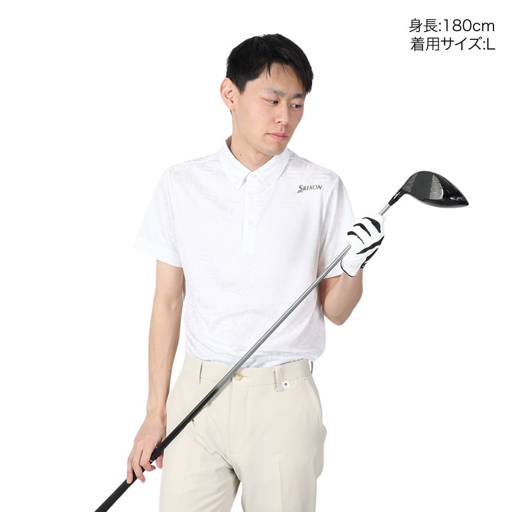スリクソン（SRIXON）（メンズ）ゴルフウェア 半袖 吸汗速乾 ロゴパターンジャガードシャツ RGMXJA04 WH00
