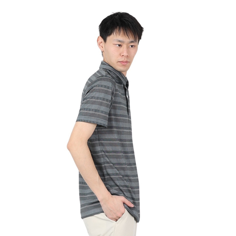 スリクソン（SRIXON）（メンズ）ゴルフウェア 半袖 松山英樹プロレプリカモデル 吸汗速乾 メッシュボーダープリントシャツ RGMXJA16 BKWH