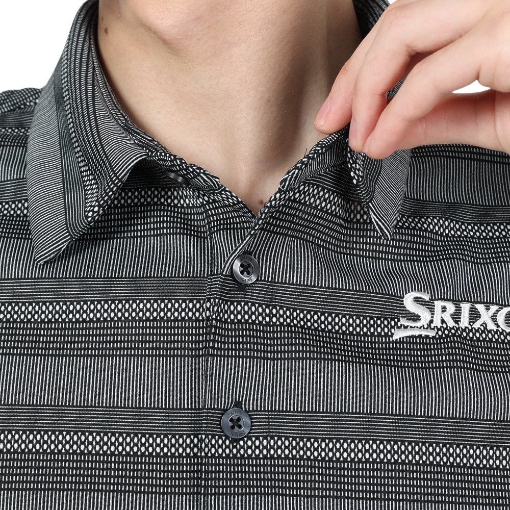 スリクソン（SRIXON）（メンズ）ゴルフウェア 半袖 松山英樹プロレプリカモデル 吸汗速乾 メッシュボーダープリントシャツ RGMXJA16 BKWH