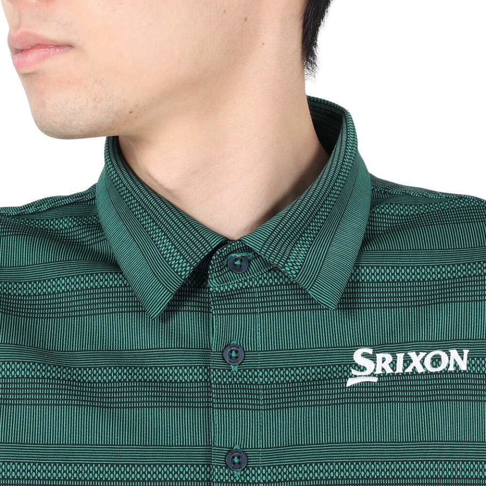スリクソン（SRIXON）（メンズ）ゴルフウェア 半袖 松山英樹プロレプリカモデル 吸汗速乾 メッシュボーダープリントシャツ RGMXJA16 NVGR
