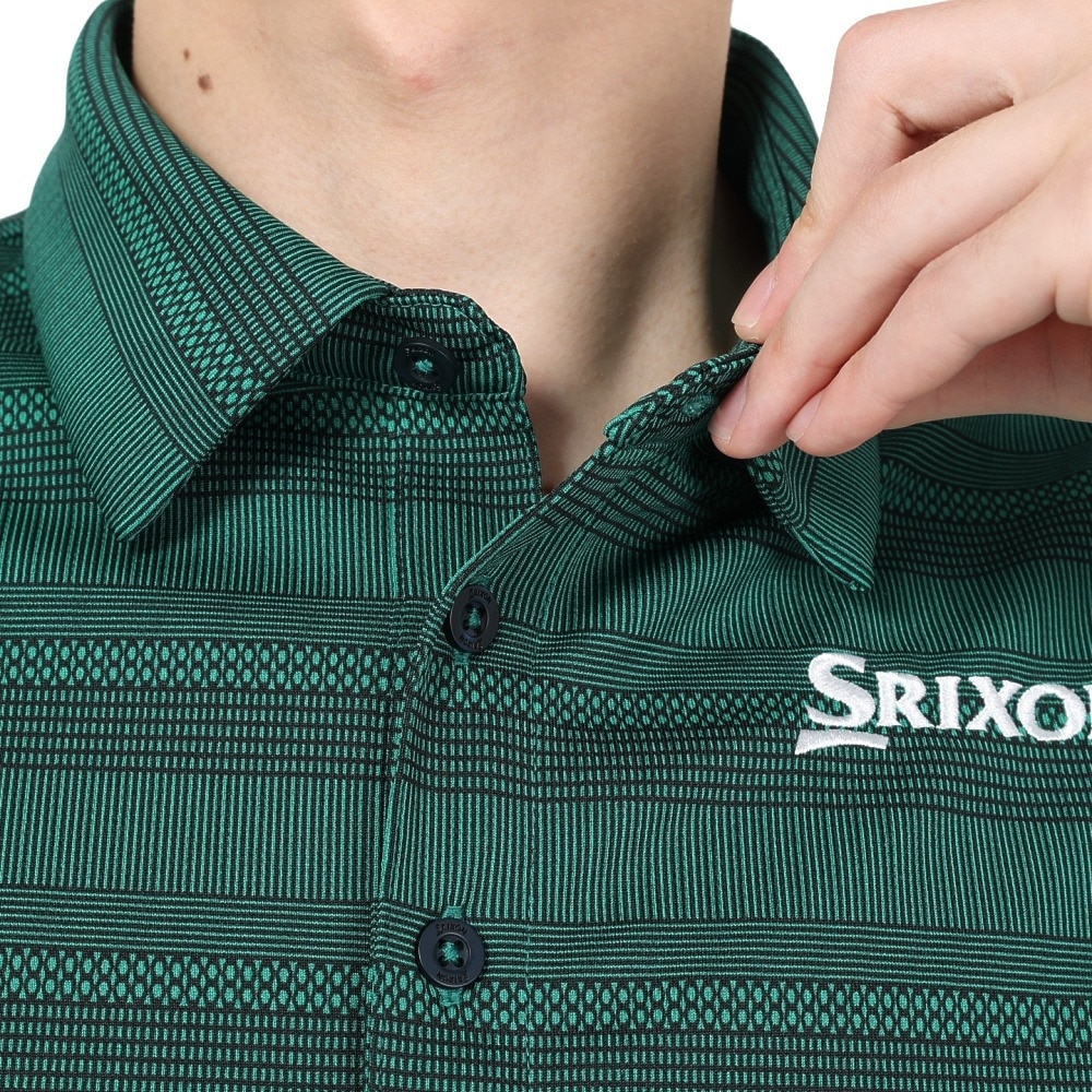 スリクソン（SRIXON）（メンズ）ゴルフウェア 半袖 松山英樹プロレプリカモデル 吸汗速乾 メッシュボーダープリントシャツ RGMXJA16 NVGR