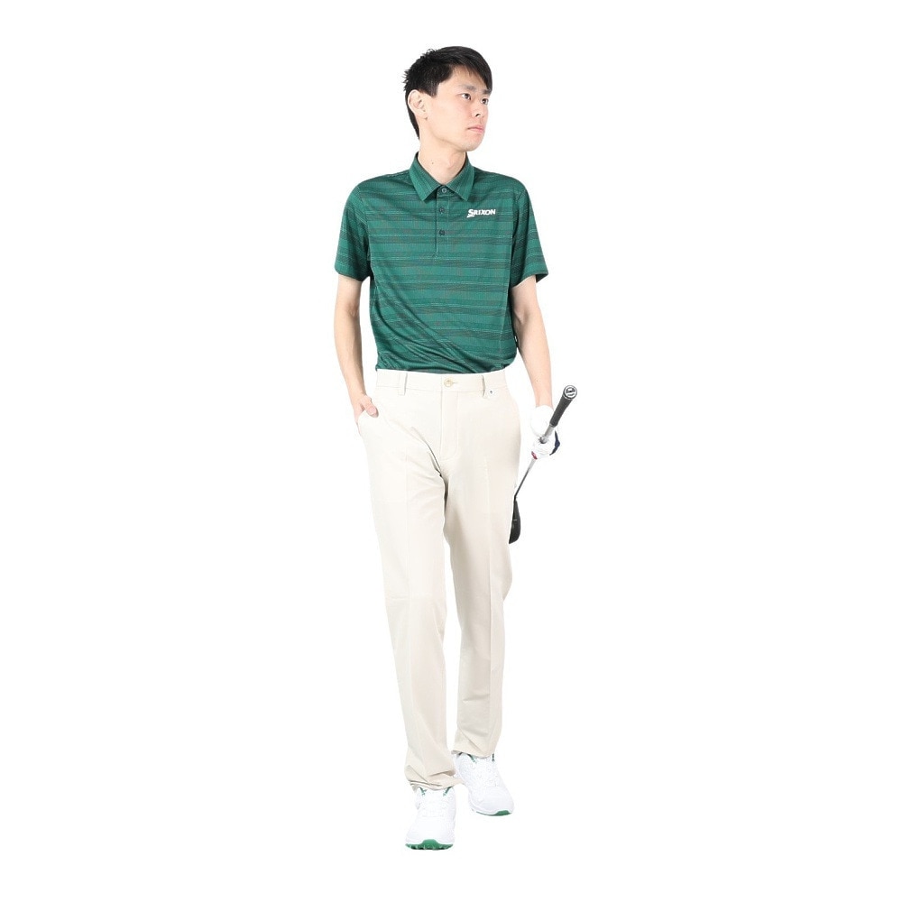 スリクソン（SRIXON）（メンズ）ゴルフウェア 半袖 松山英樹プロレプリカモデル 吸汗速乾 メッシュボーダープリントシャツ RGMXJA16 NVGR