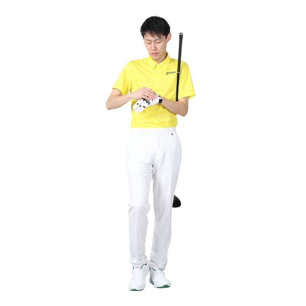 スリクソン（SRIXON）（メンズ）ゴルフウェア 半袖 松山英樹プロレプリカモデル 吸汗速乾 メッシュボーダープリントシャツ RGMXJA16 YLWH