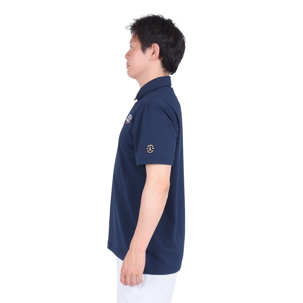 ルコックスポルティフ（lecoqsportif）（メンズ）ゴルフウェア 吸汗速乾 ストレッチフォーサー ベーシックデザイン半袖シャツ QGMXJA02 NV00