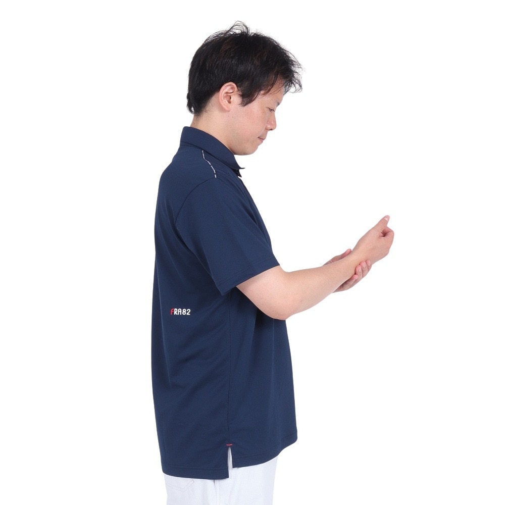 ルコックスポルティフ（lecoqsportif）（メンズ）ゴルフウェア 吸汗速乾 ストレッチフォーサー ベーシックデザイン半袖シャツ QGMXJA02 NV00