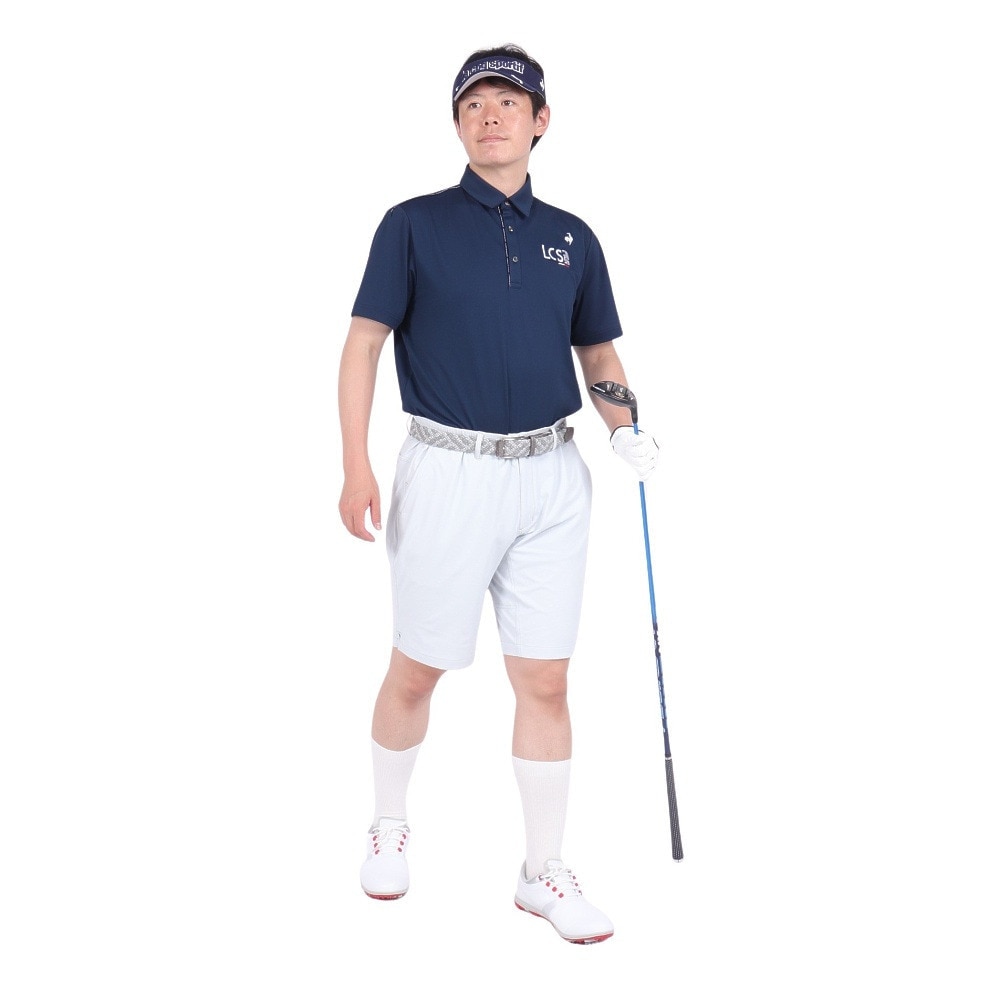 ルコックスポルティフ（lecoqsportif）（メンズ）ゴルフウェア 吸汗速乾 ストレッチフォーサー ベーシックデザイン半袖シャツ QGMXJA02 NV00