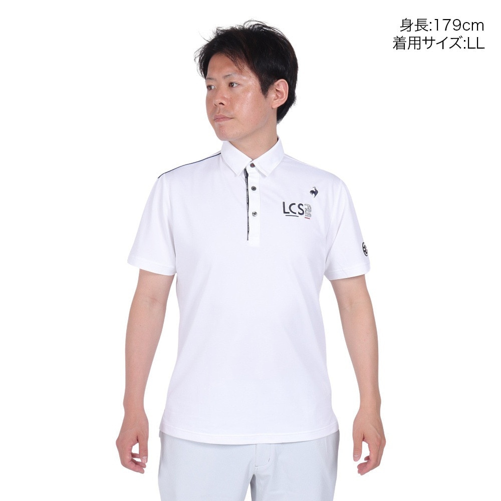 ルコックスポルティフ（lecoqsportif）（メンズ）ゴルフウェア 吸汗速乾 ストレッチフォーサー ベーシックデザイン半袖シャツ QGMXJA02 WH00