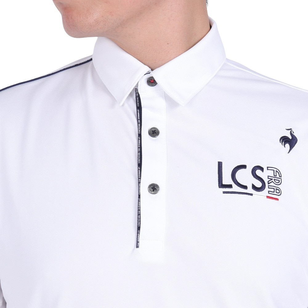 ルコックスポルティフ（lecoqsportif）（メンズ）ゴルフウェア 吸汗速乾 ストレッチフォーサー ベーシックデザイン半袖シャツ QGMXJA02 WH00