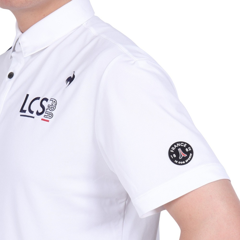 ルコックスポルティフ（lecoqsportif）（メンズ）ゴルフウェア 吸汗速乾 ストレッチフォーサー ベーシックデザイン半袖シャツ QGMXJA02 WH00