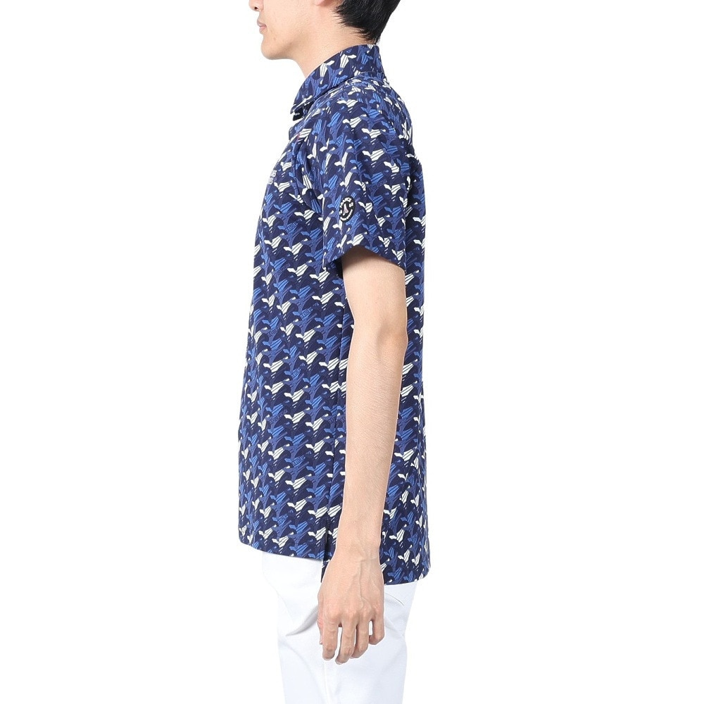 ルコックスポルティフ（lecoqsportif）（メンズ）ゴルフウェア 吸汗速乾 ストレッチフォーサー エッフェル塔柄半袖シャツ QGMXJA05 NV00