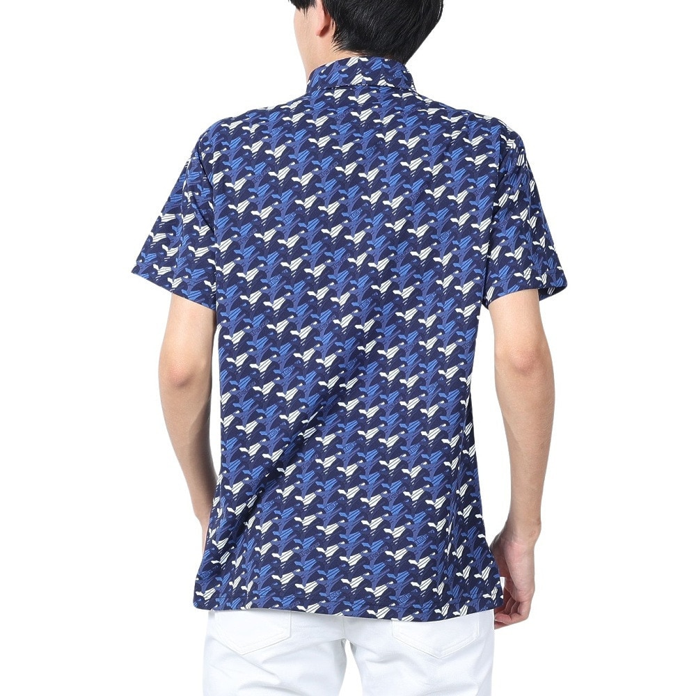 ルコックスポルティフ（lecoqsportif）（メンズ）ゴルフウェア 吸汗速乾 ストレッチフォーサー エッフェル塔柄半袖シャツ QGMXJA05 NV00
