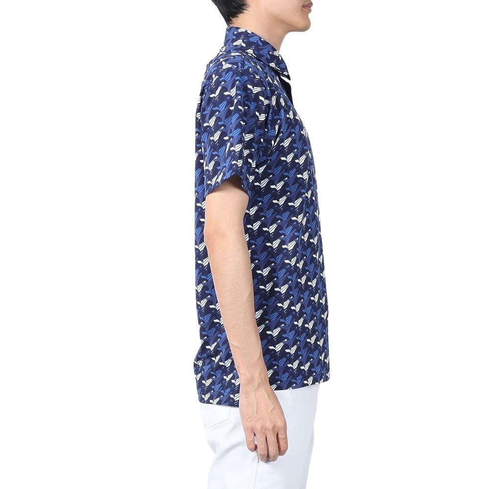 ルコックスポルティフ（lecoqsportif）（メンズ）ゴルフウェア 吸汗速乾 ストレッチフォーサー エッフェル塔柄半袖シャツ QGMXJA05 NV00