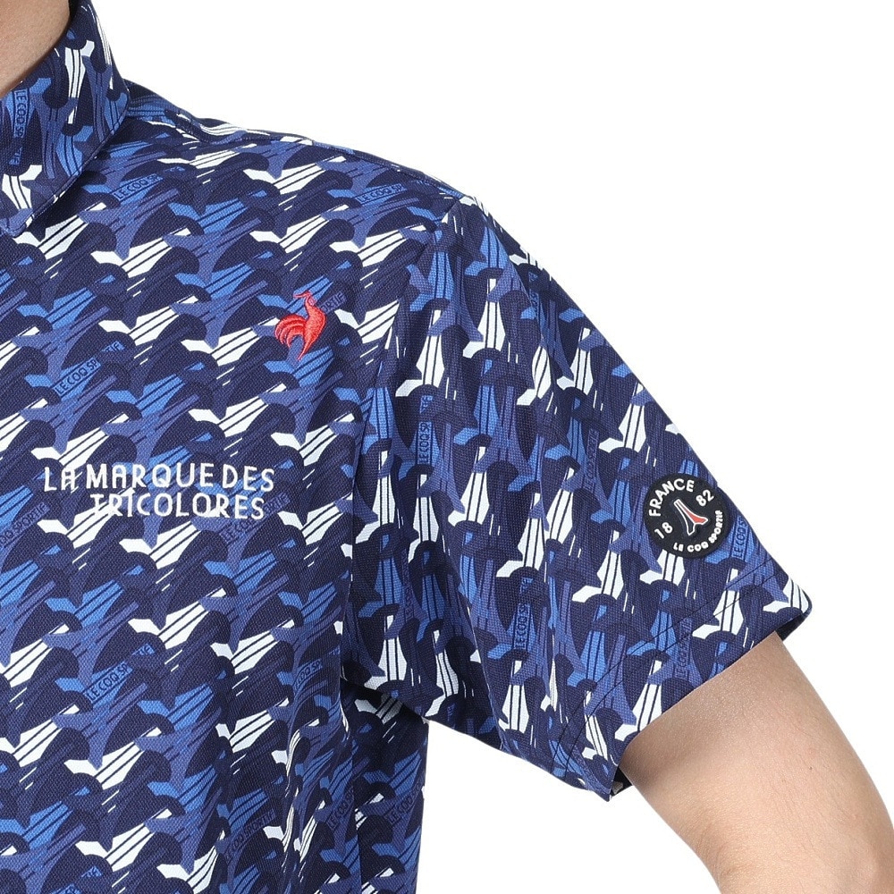 ルコックスポルティフ（lecoqsportif）（メンズ）ゴルフウェア 吸汗速乾 ストレッチフォーサー エッフェル塔柄半袖シャツ QGMXJA05 NV00