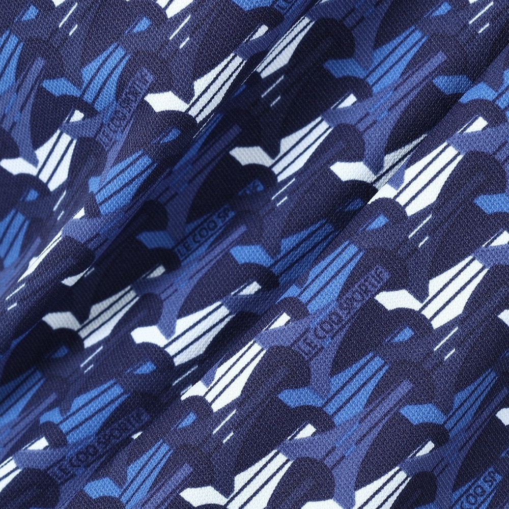 ルコックスポルティフ（lecoqsportif）（メンズ）ゴルフウェア 吸汗速乾 ストレッチフォーサー エッフェル塔柄半袖シャツ QGMXJA05 NV00
