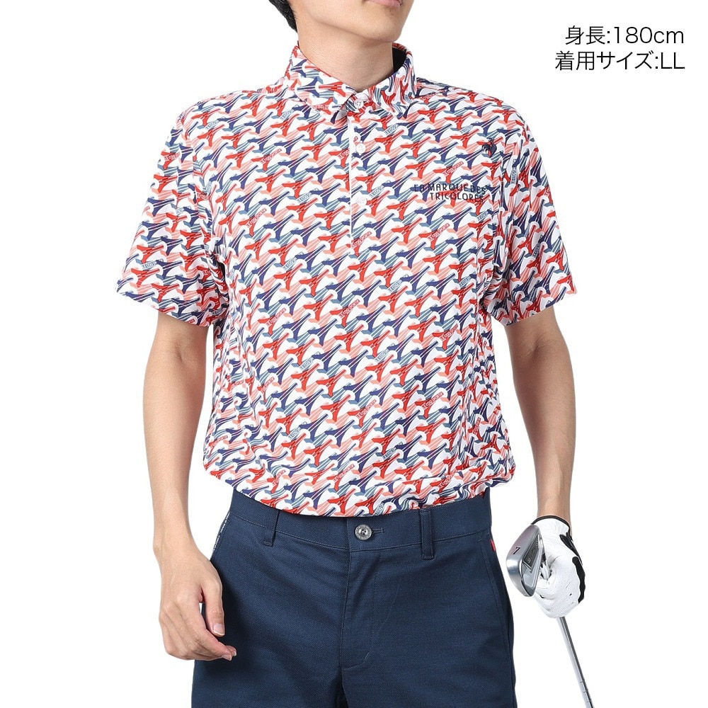 ルコックスポルティフ（lecoqsportif）（メンズ）ゴルフウェア 吸汗速乾 ストレッチフォーサー エッフェル塔柄半袖シャツ QGMXJA05 RD00