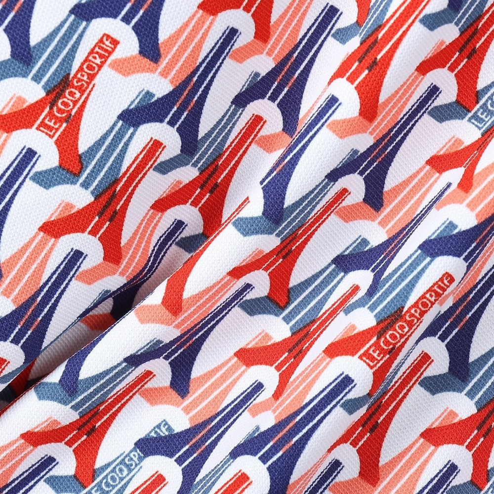 ルコックスポルティフ（lecoqsportif）（メンズ）ゴルフウェア 吸汗速乾 ストレッチフォーサー エッフェル塔柄半袖シャツ QGMXJA05 RD00