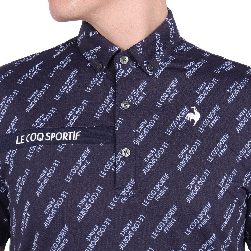 ルコックスポルティフ（lecoqsportif）（メンズ）ゴルフウェア 吸汗速乾 ストレッチフォーサー 小柄半袖シャツ QGMXJA06 NV00