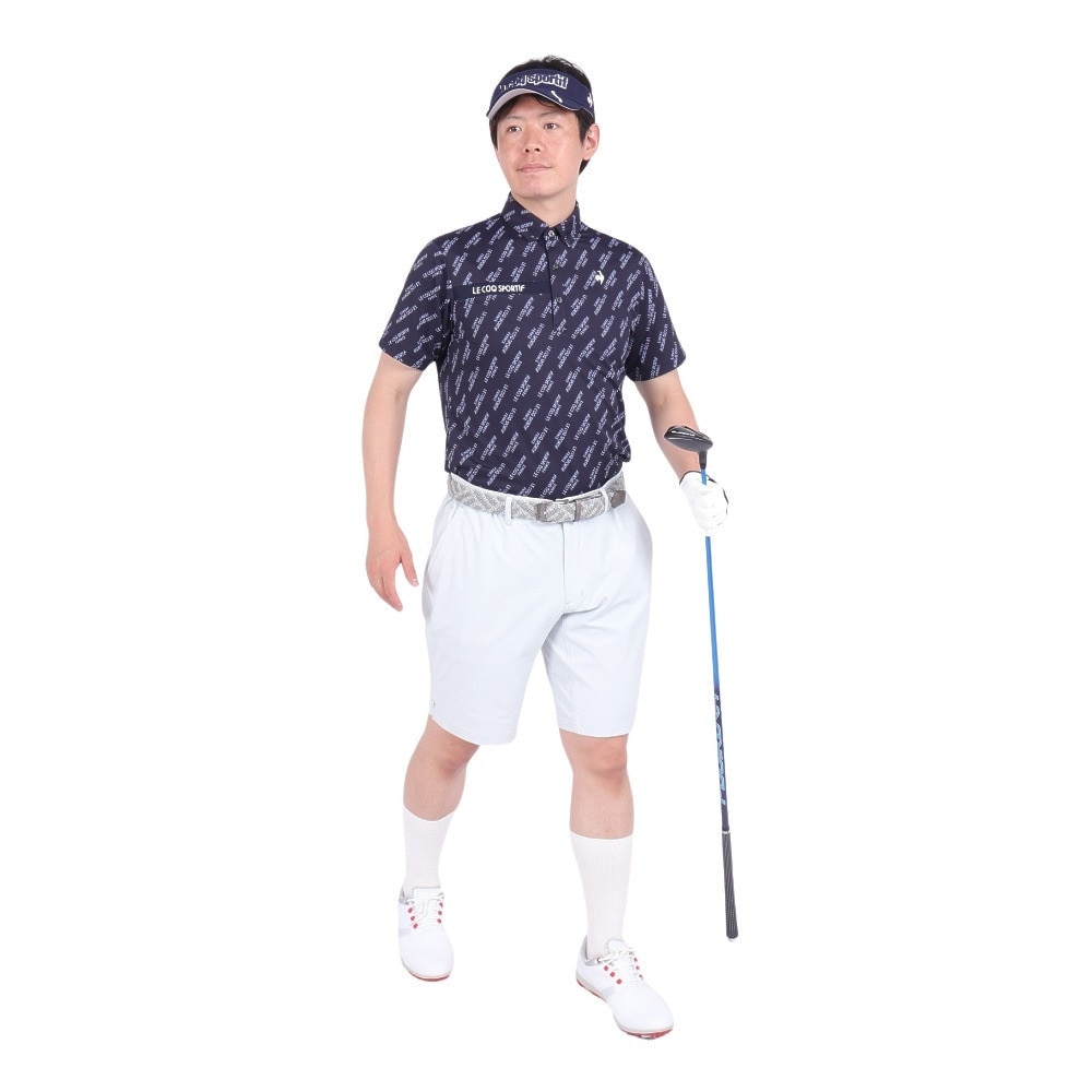 ルコックスポルティフ（lecoqsportif）（メンズ）ゴルフウェア 吸汗速乾 ストレッチフォーサー 小柄半袖シャツ QGMXJA06 NV00