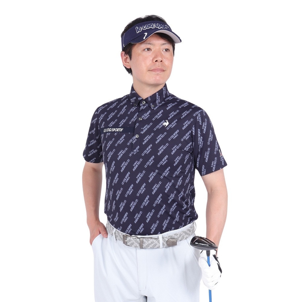 ルコックスポルティフ（lecoqsportif）（メンズ）ゴルフウェア 吸汗速乾 ストレッチフォーサー 小柄半袖シャツ QGMXJA06 NV00