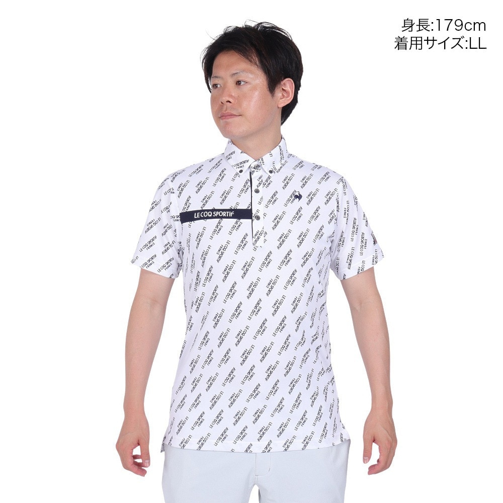 ルコックスポルティフ（lecoqsportif）（メンズ）ゴルフウェア 吸汗速乾 ストレッチフォーサー 小柄半袖シャツ QGMXJA06 WH00