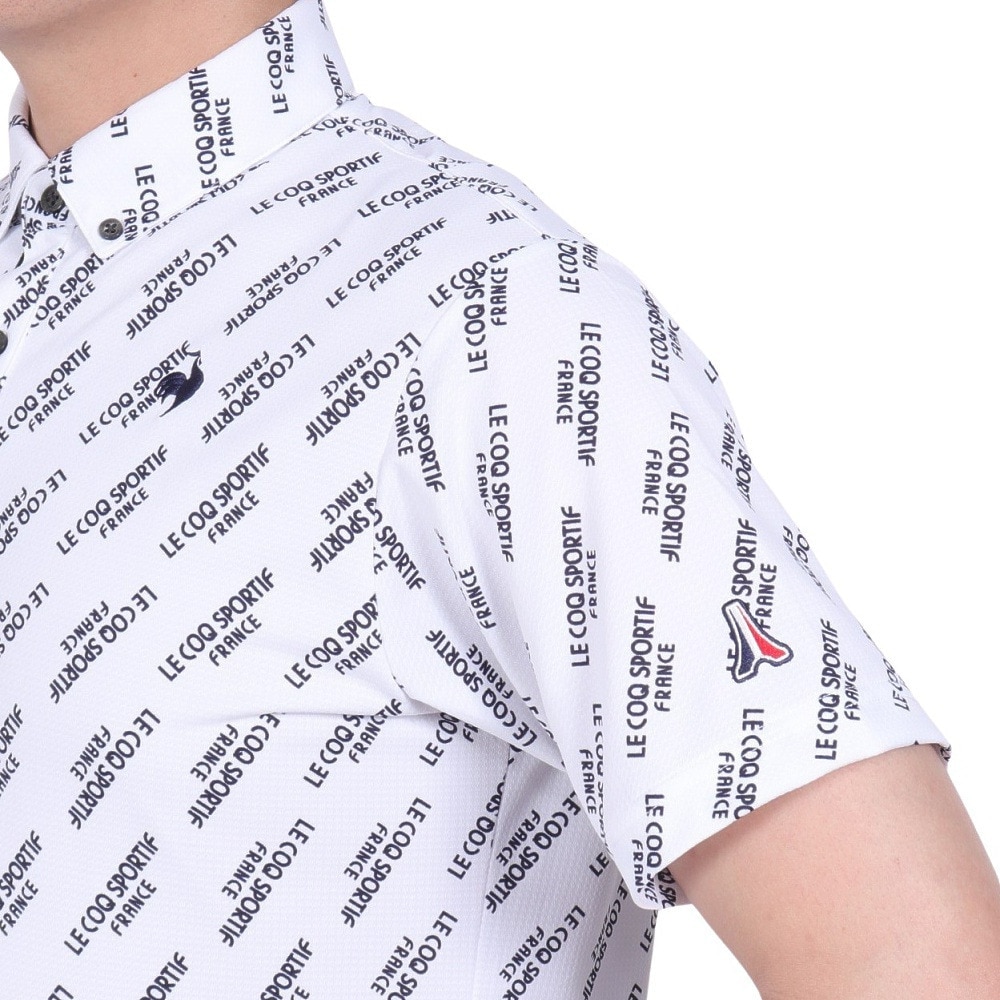 ルコックスポルティフ（lecoqsportif）（メンズ）ゴルフウェア 吸汗速乾 ストレッチフォーサー 小柄半袖シャツ QGMXJA06 WH00