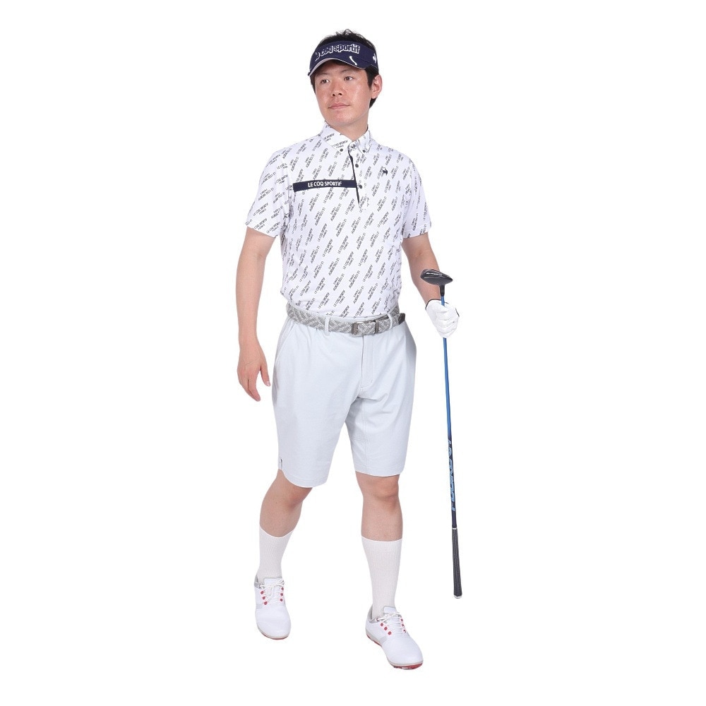 ルコックスポルティフ（lecoqsportif）（メンズ）ゴルフウェア 吸汗速乾 ストレッチフォーサー 小柄半袖シャツ QGMXJA06 WH00