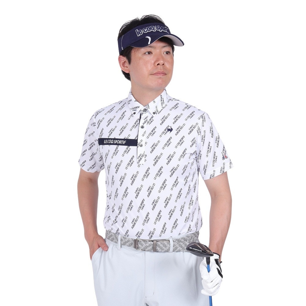 ルコックスポルティフ（lecoqsportif）（メンズ）ゴルフウェア 吸汗速乾 ストレッチフォーサー 小柄半袖シャツ QGMXJA06 WH00