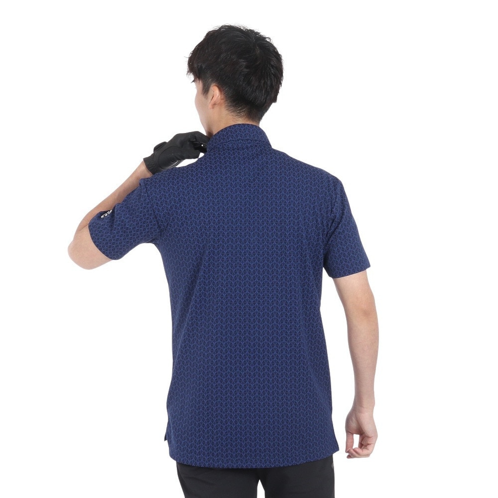 ルコックスポルティフ（lecoqsportif）（メンズ）ゴルフウェア 吸汗速乾 ストレッチフォーサー 小柄ジャガード半袖シャツ QGMXJA07 NV00
