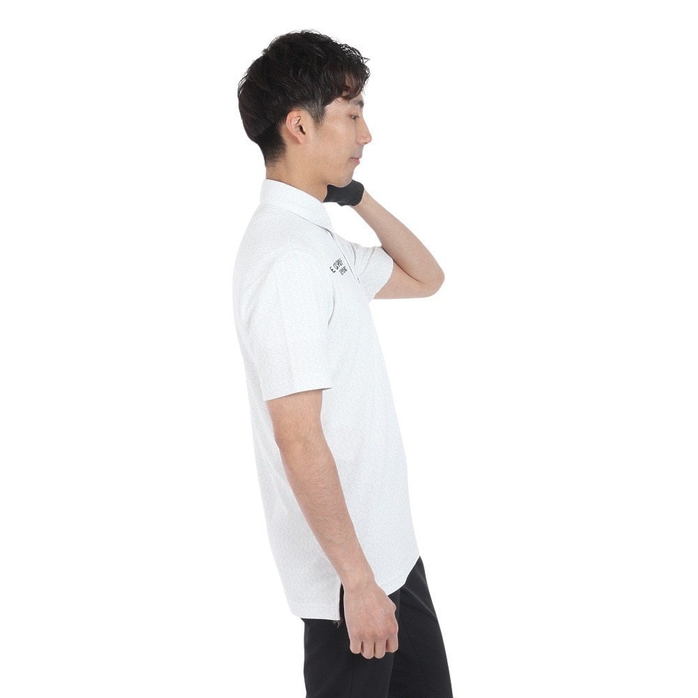 ルコックスポルティフ（lecoqsportif）（メンズ）ゴルフウェア 吸汗速乾 ストレッチフォーサー 小柄ジャガード半袖シャツ QGMXJA07 WH00