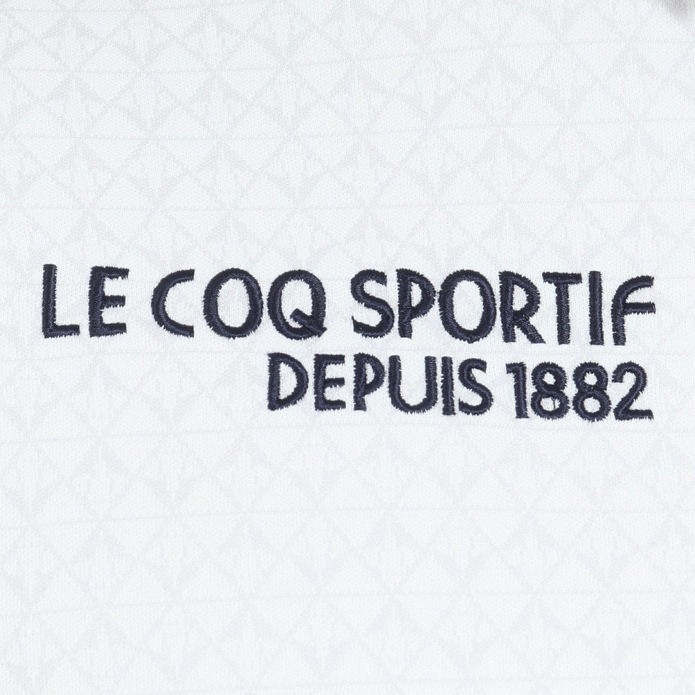 ルコックスポルティフ（lecoqsportif）（メンズ）ゴルフウェア 吸汗速乾 ストレッチフォーサー 小柄ジャガード半袖シャツ QGMXJA07 WH00